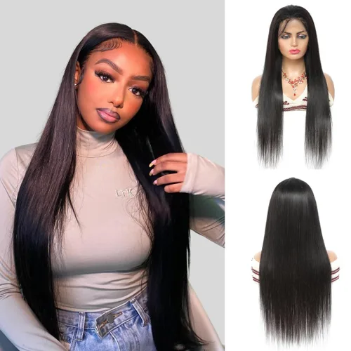 Vista 28 de ALHER Short Bob Wig Human Hair Small Cap Lace Front Wigs Straight, 13X4 Transparent Lace Frontal Wigs 180% Density for Women, Natural Color, Cap