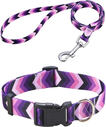 Vista 22 de Mihqy - Collar de perro, patrones geométricos florales, tribales, bohemios, collar de estilo étnico, suave y ajustable, para perros pequeños