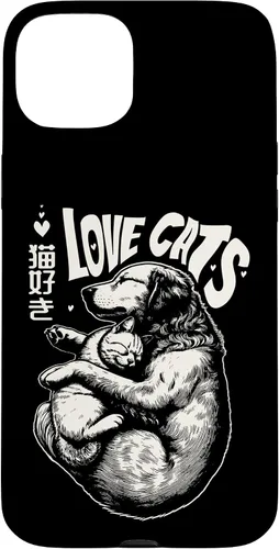 Vista 9 de Golden Retriever Dog Loves Cats Cuddle Art Case for iPhone 16