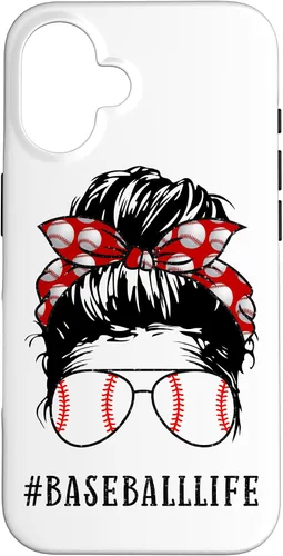 Vista 32 de Mom Messy Hair Bun Aviators Glasses Baseball Mother Life Case for iPhone 17