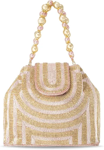 Vista 8 de Aheli Potli - Bolsas de noche para mujer, bolso de mano étnico para novia con cordón (P59C), Oro Rosa