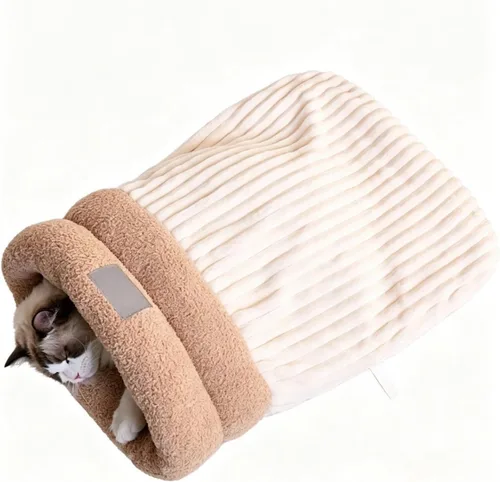 Vista 5 de Saco de dormir para gatos, cama cálida y esponjosa para gatos de interior Gris