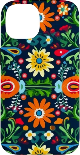 Vista 4 de Funda para iPhone 16 con diseño floral mexicano tradicional mexicano