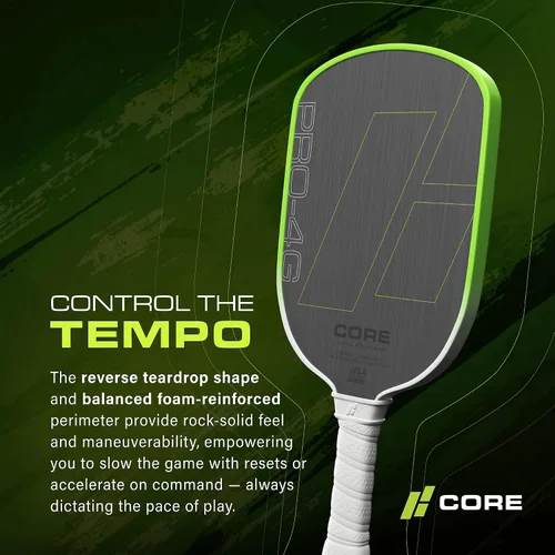 Vista 4 de CORE Pickleball - Paletas de pickleball de fibra de carbono - Aprobadas por USAPA - Modelos PRO y de entrada - Empuñadura de confort acolchada
