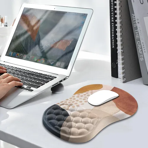 Vista 6 de AIMSA Alfombrilla de mouse con soporte para reposamuñecas, ergonómica, diseño de espuma viscoelástica, alivio del dolor, cómoda base de poliuretano