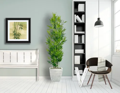Vista 3 de Cypress & Alabaster Planta artificial de bambú de 6 pies, árbol de diseño hecho a mano, hipoalergénico, 6 pies, verde