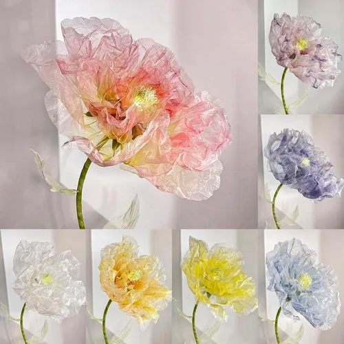 Vista 9 de Decoración de Flores Gigantes con Luz, 6.56 Pies Organza Floral Eléctrica Grande de Apertura Automática con Luz Parpadeante para Boda Cumpleaños