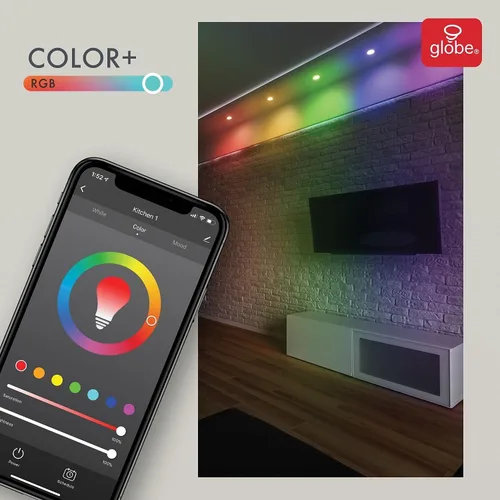 Vista 5 de Globe Electric Bombilla LED inteligente Wi-Fi de 10 vatios (equivalente a 65 W), multicolor, RGB sintonizable, blanco esmerilado, no requiere