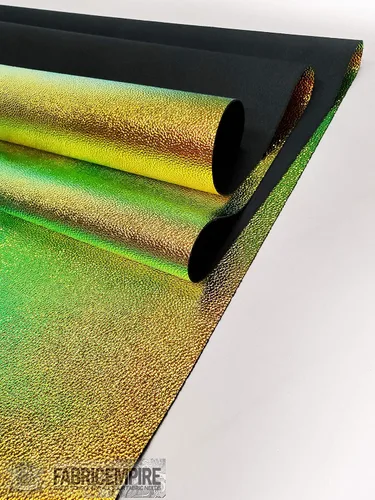 Vista 3 de Fabric Empire Tapicería de vinilo holográfica en relieve holograma de piel brillante material de tela 54 pulgadas de ancho vendido por yarda (cobre)