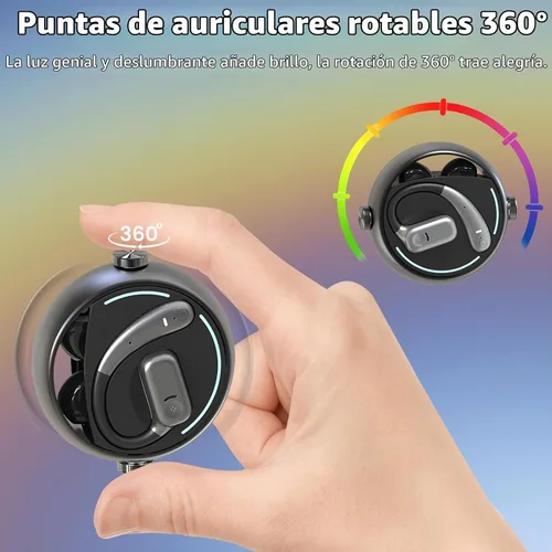 Vista 4 de Auriculares de oreja abierta 2 en 1 y auriculares intraurales, Bluetooth inalámbrico 5.4 con reproducción de 60 horas, retardo 0, control táctil