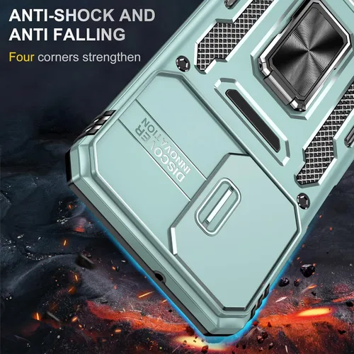Vista 2 de Para Samsung Galaxy A16 5G Funda con Protector de Pantalla y con Cubierta de Cámara, Soporte Giratório de 360° Grado Militar (Resistente) Protector