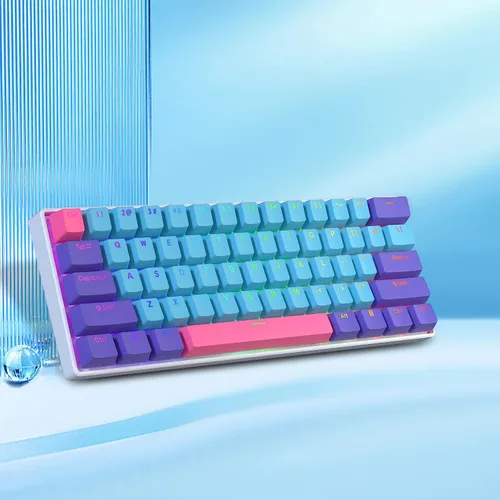 Vista 5 de BOYI Teclado mecánico con cable 60% para juegos, mini interruptor RGB Cherry MX PBT Teclas NKRO programable tipo C teclado para juegos y trabajo