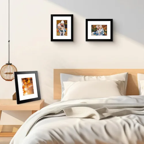 Vista 7 de Golden State Art, Marco de fotos negro de 8 x 10 pulgadas, madera, vidrio real y paspartú blanco para fotos de 5 x 7 pulgadas