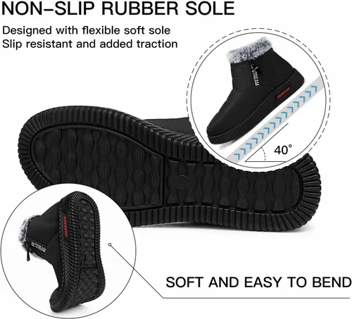Vista 5 de TEMOFON Botas de nieve para mujer, botas de invierno cálidas, impermeables, con forro de piel para exteriores para mujer