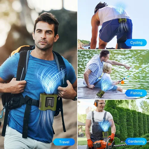 Vista 7 de KITWLEMEN Ventilador de cintura portátil, regalos para el día del padre para marido papá, ventilador de clip de cinturón de trabajo de cuello azul