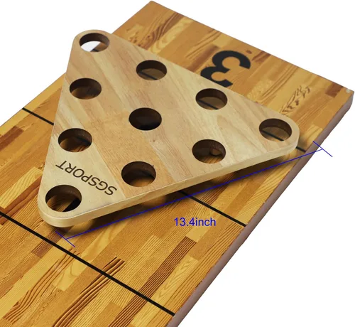 Vista 5 de Juego de alfileres de bolos de tejo con 10 pines de bolos de madera dura de alta calidad, bola de boliche triangular Durabel de resina y bolsa