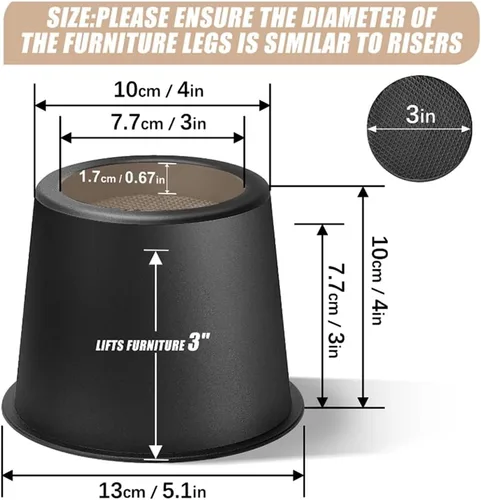 Vista 7 de Furniture Risers 4 Inch Bed Risers Heavy Duty for Table Desk Couch Chair Sofa Cabinet Bed Frame Dorm