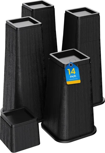 Vista 13 de MYMULIKE Elevador de Cama de 8 Pulgadas de Alta Resistencia, Soportes de Elevación de Muebles Soporta Hasta 6,000 Libras para Mesa, Pata de Negro