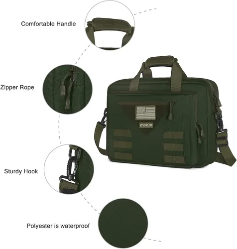 Vista 2 de MOSISO Bolsa táctica para laptop de 15.6 pulgadas para hombres, bolsa de mensajero táctica de 15-16 pulgadas, bolsa de hombro con múltiples Verde