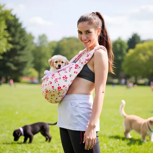 Vista 8 de Transportador floral para perros y gatos pequeños, 3-10 libras Floral rojo