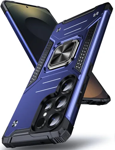 Vista 136 de DASFOND Diseñada para funda Galaxy S8 con soporte, anillo metálico giratorio mejorado de 360°, soporte kickstand de grado militar, resistente a