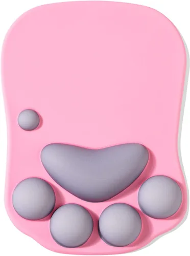 Vista 12 de Alfombrilla de mouse ergonómica con diseño de pata de gato, con soporte para muñeca, gel de silicona, diseño lindo y kawaii, azul y rosa, hogar