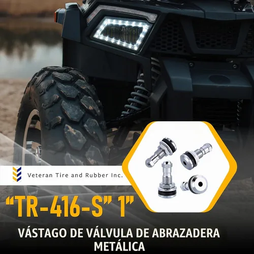 Vista 2 de TR-416-S Vástago de válvula metálico de una pulgada para montaje exterior (paquete de 4)
