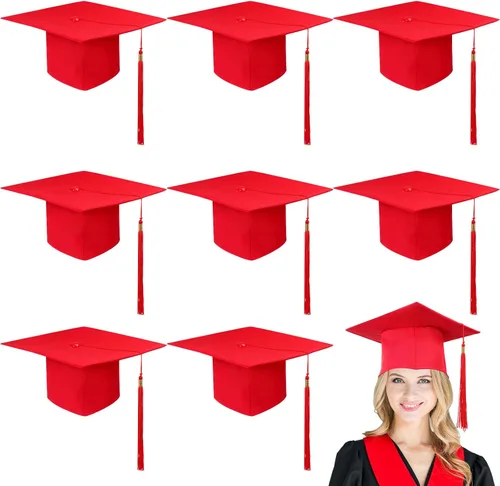 Vista 8 de Geyoga 8 gorras de graduación a granel ajustables para adultos con borla para graduados, accesorios de disfraces, accesorios de fotos