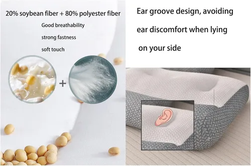 Vista 3 de Almohada súper ergonómica, almohada cervical para aliviar el dolor de dormir, diseño de ranura para las orejas, almohada cervical para todas