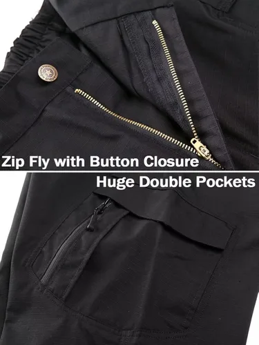 Vista 6 de MAGCOMSEN Pantalones tácticos para hombre con 9 bolsillos Rip-Stop ligeros pantalones de senderismo