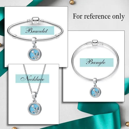Vista 4 de QeenseKc Colgante con forma de copo de nieve para pulsera Pandora