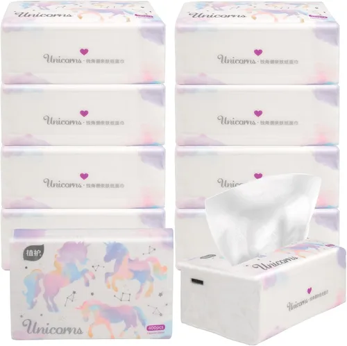 Vista 10 de Paquete de 6, tejido facial pequeño y suave, papel higiénico, servilleta desechable, funda de bolsa no caja, papel facial blanco, material fibra