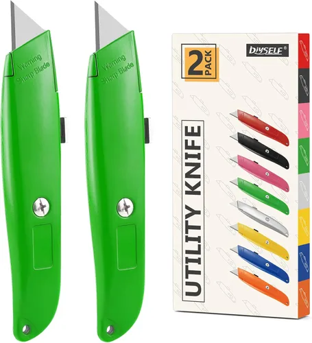 Vista 10 de DIYSELF Paquete de 2 cuchillos utilitarios, cortador retráctil, resistente (naranja)