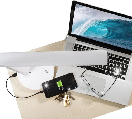 Vista 3 de OttLite Emerge - Lámpara LED de escritorio desinfectante con carga USB, desinfecta tu espacio de trabajo, activación táctil, cuello flexible, luz