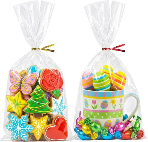 Vista 10 de Morepack Bolsas para barra de pretzel, 2 x 10 pulgadas, 200 bolsas individuales de pretzel con lazos