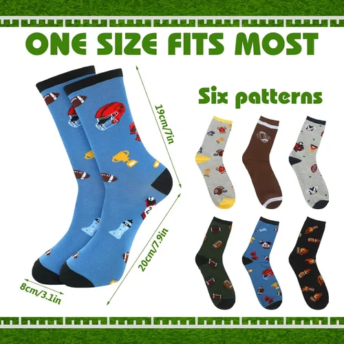 Vista 2 de 6 pares de calcetines de fútbol novedosos para niños de 8 a 12 años, calcetines atléticos de fútbol, regalos de béisbol, regalos para niños