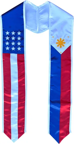 Vista 10 de Del Mex - Bandera del país y Estados Unidos, estola de graduación internacional Brasil / Estados Unidos