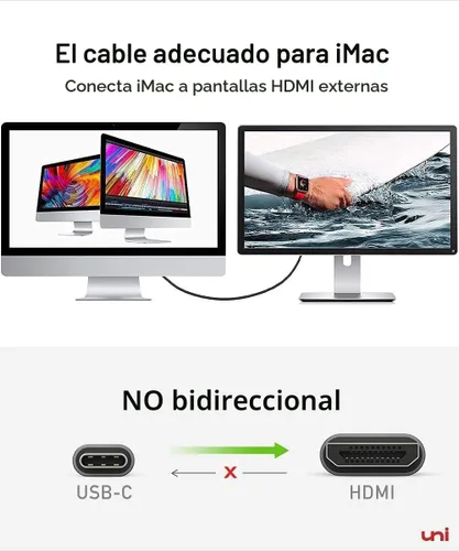 Vista 7 de uni Cable USB C a HDMI de 10 pies 4K a 60 Hz, cable USB tipo C a HDMI de aluminio resistente (compatible con Thunderbolt 3/4) con Samsung S8-S23