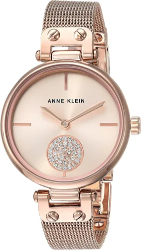 Vista 6 de Anne Klein Reloj de pulsera de malla acentuada con cristal prémium para mujer