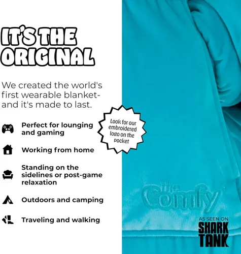 Vista 2 de THE COMFY Original Manta Ponible de Vellón de Microfibra con Forro Sherpa, Diseño Extragrande con Capucha y Bolsillo, De Shark Tank, para Mujeres
