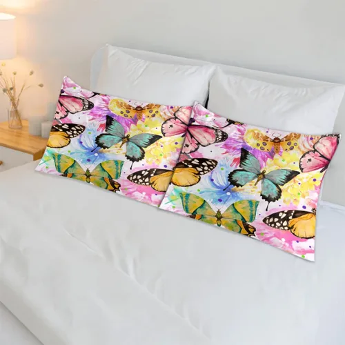 Vista 6 de Funda de almohada de satén con cierre de sobre, para cabello y piel, funda de almohada de seda tamaño estándar, mariposas de acuarela, fundas