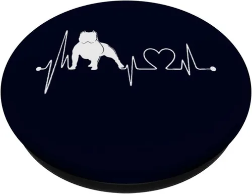 Vista 2 de American Bully Dog My Heartbeat EKG Funny Dogs My Cardio PopSockets intercambiables PopGrip