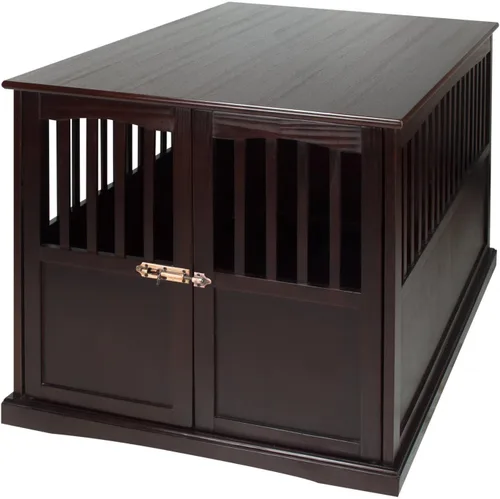 Vista 5 de Muebles de madera XL Pet Crate Espresso Madera maciza Mesa auxiliar Kennel Consule Decor