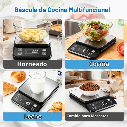 Vista 7 de Báscula de alimentos impermeable IPX7 de 0.00 oz de precisión de cocina, báscula digital de alimentos de 11.0 lbs/11 libras recargable por USB