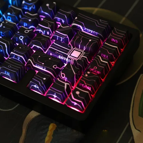 Vista 2 de Custom PBT Keycaps, Cool Modern Technology Style Keyboard Key caps(Black)