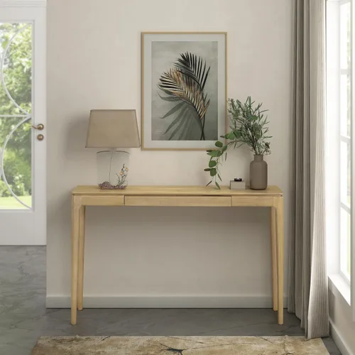 Vista 16 de NTC Mingle - Mesa consola de 47 pulgadas, moderna mesa de entrada de madera maciza con cajón oculto, impermeable y resistente al calor, mesa Negro