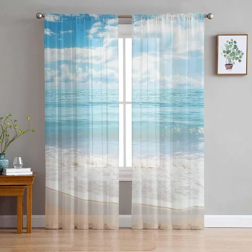 Vista 10 de Cortinas Traslúcidas Florales Elegantes de 63 Pulgadas de Largo, Juego de 2 Paneles para Sala de Estar/Dormitorio, Cortinas Semi Transparentes