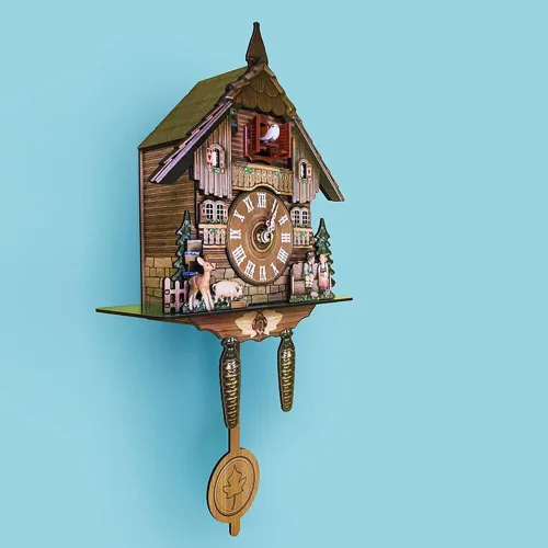 Vista 9 de Surakey Reloj de pared de madera, decoración de reloj pequeño, reloj en forma de cuco, péndulo antiguo tradicional con búho y péndulo, reloj