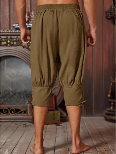 Vista 3 de Runcati Pantalones cortos de pirata, medievales, renacentistas, para Marrón