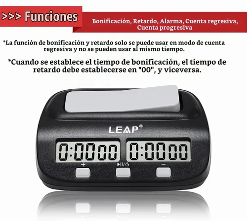 Vista 2 de LEAP Reloj de Ajedrez Digital, Temporizador de Ajedrez Profesional para Jugadores de Juegos de Mesa, Cuenta Regresiva/Progresiva con Función